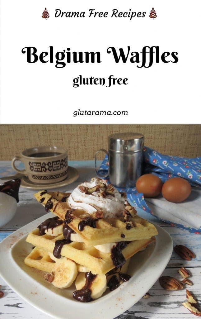 Gluten Free Belgium Waffles made with either a waffle iron or electronic waffle maker. These are simple to make and can easily be made dairy free too by swapping out the butter. The perfect gluten free breakfast option or to have for brunch, lunch or even dessert. #waffles #glutenfree #breakfast #dessert