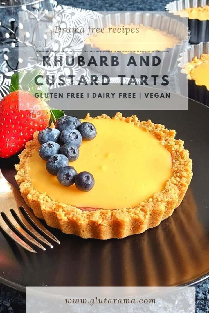 Rhubarb and Custard Tarts made gluten, dairy and egg free recipe