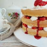 Gluten Free Victoria Sponge Gateau made with Genoise Sponge and Dairy Free Cream