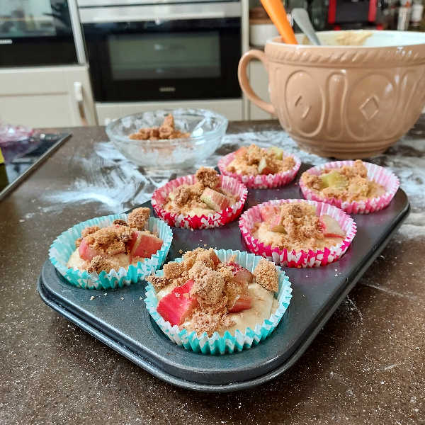 Gluten Free Rhubarb Muffins before putting in the oven
