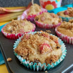 Gluten Free Rhubarb Muffins still in muffin tin