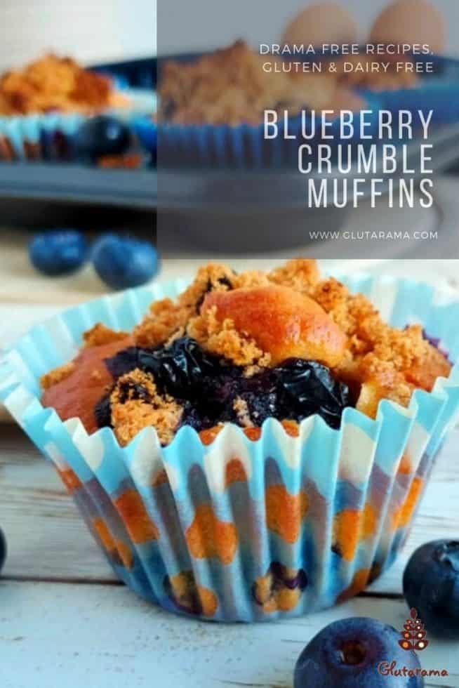 Blueberry Crumble Muffins made gluten free with dairy and egg free options