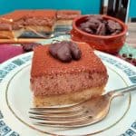 Mocha Walnut Mousse Slice made with a gluten free biscuit base and vegan mocha mousse topping
