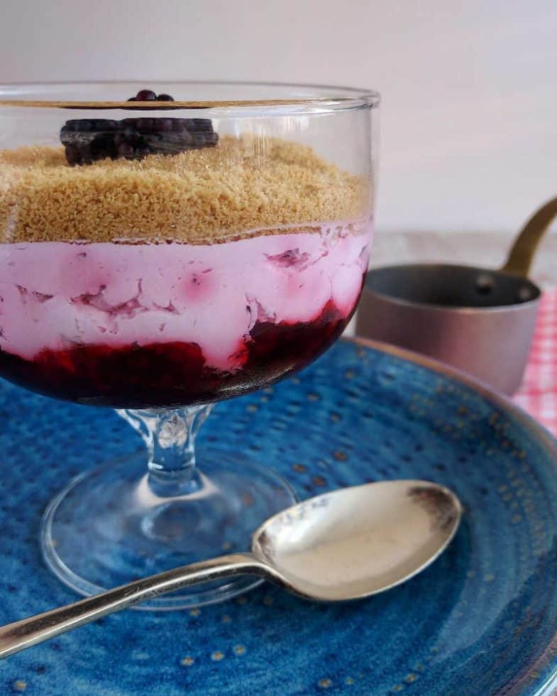 Blackberry Crumble Fool made gluten free and vegan too