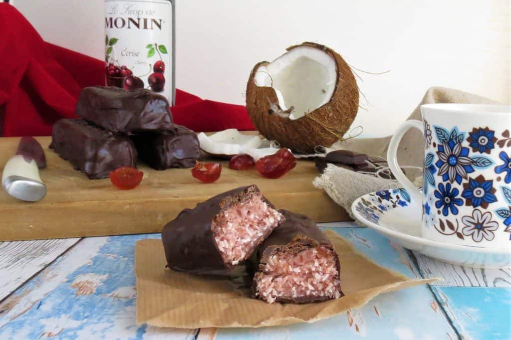 Cherry Ripe Bar (gluten and dairy free) just like the Cadbury's Cherry Bliss Bar