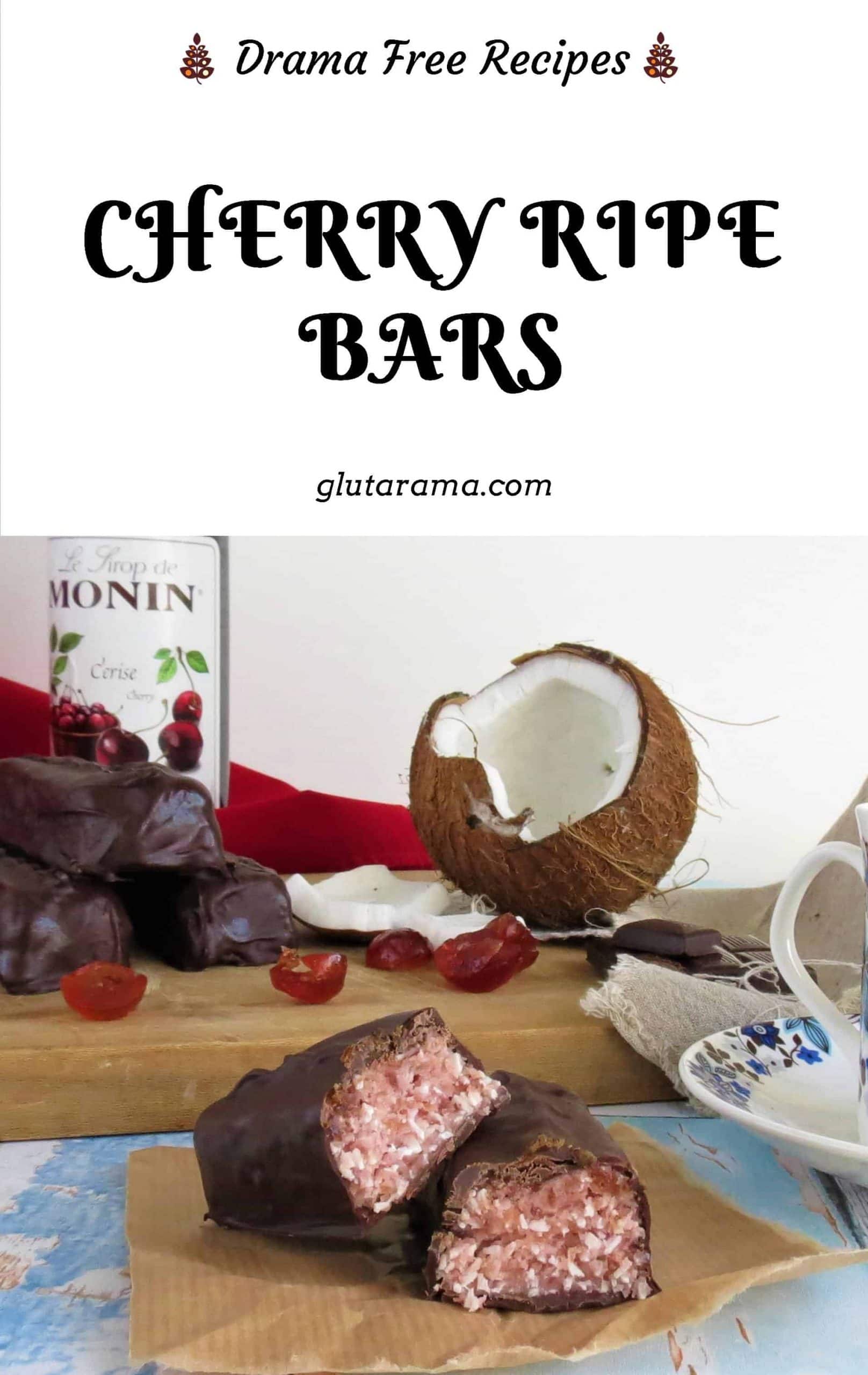 Cherry Ripe Chocolate Bars; gluten and dairy free version