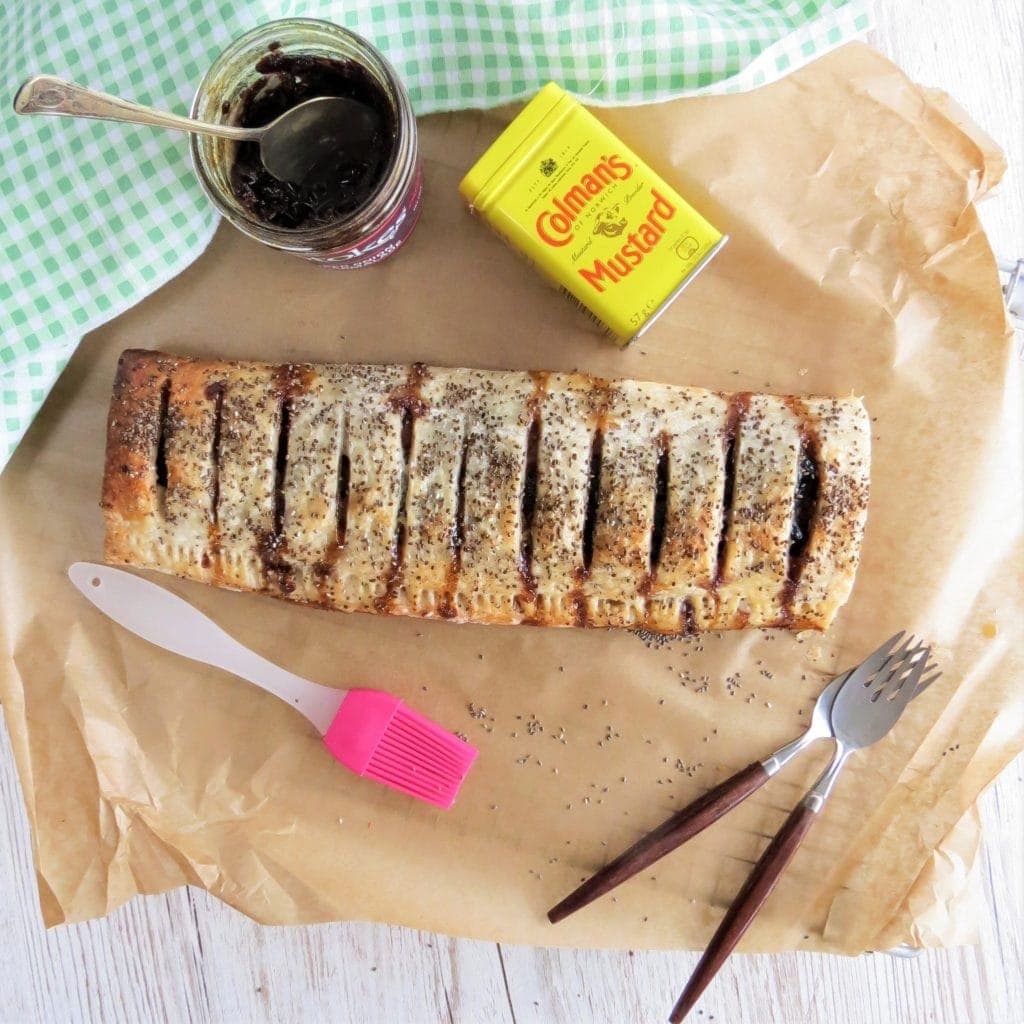 Sausage Roll with Chutney and Mustard
