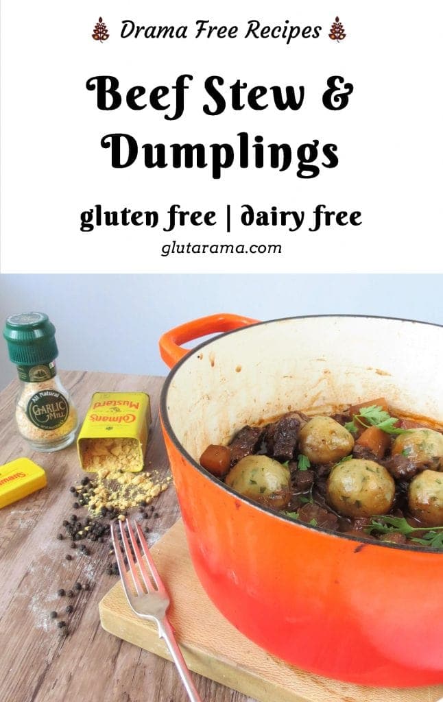 Beef Stew and Dumplings; made with gluten free and dairy free dumplings using my home made suet. #glutenfree #dairyfree #eggfree #dumplings #beefstew #stew #familymeals