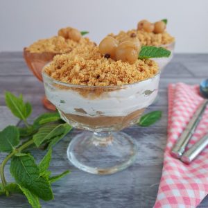 Gluten free and Dairy free Gooseberry Fool Crumble