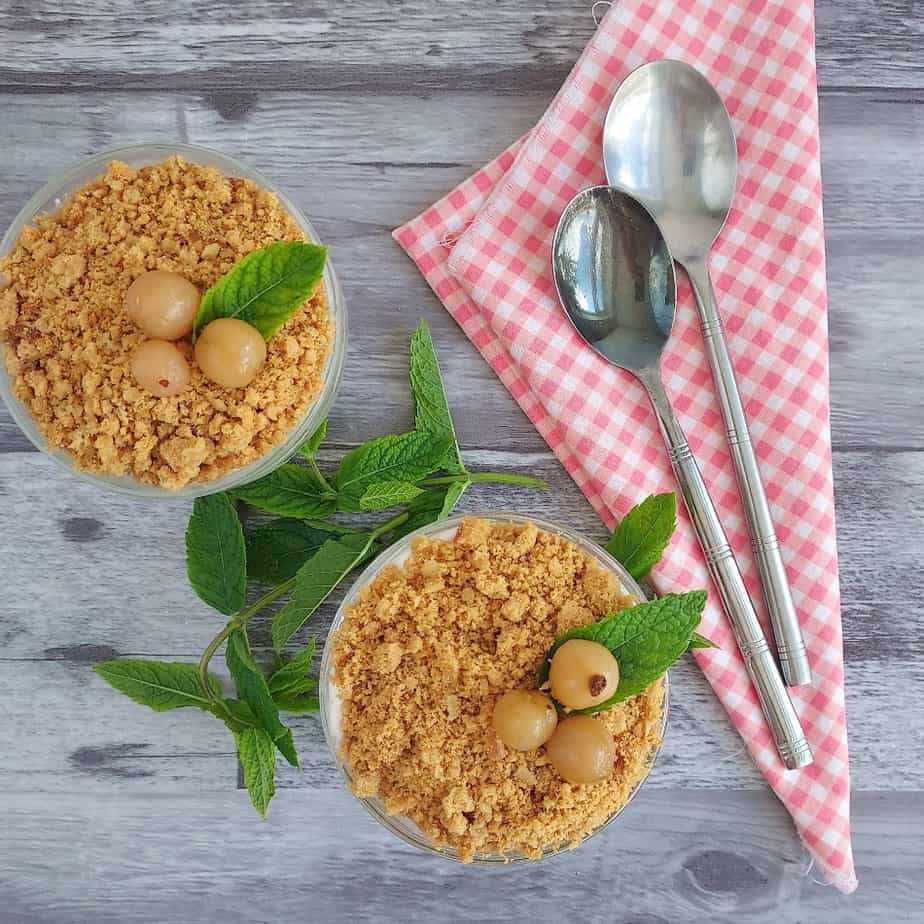 Gluten free and Dairy free Gooseberry Fool Crumble