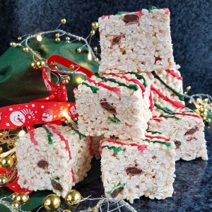 Christmas Candy Cane Rice Krispy Treats Made Dairy Free