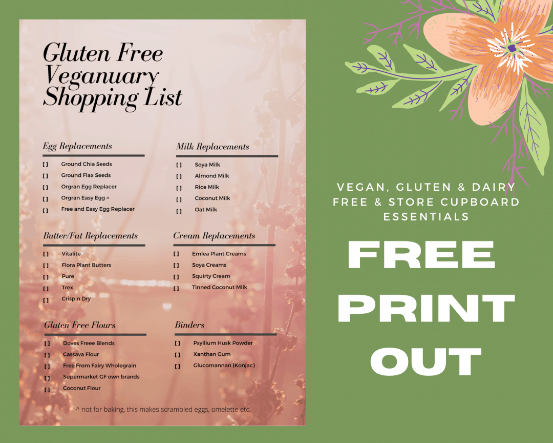 Veganuary Print Out - gluten free and vegan store cupboard ingredients