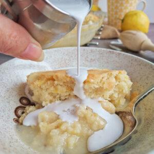 Self Saucing Lemon Pudding - gluten free, dairy free and vegan
