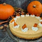 No Bake Pumpkin Cheesecake made gluten free with vegan option