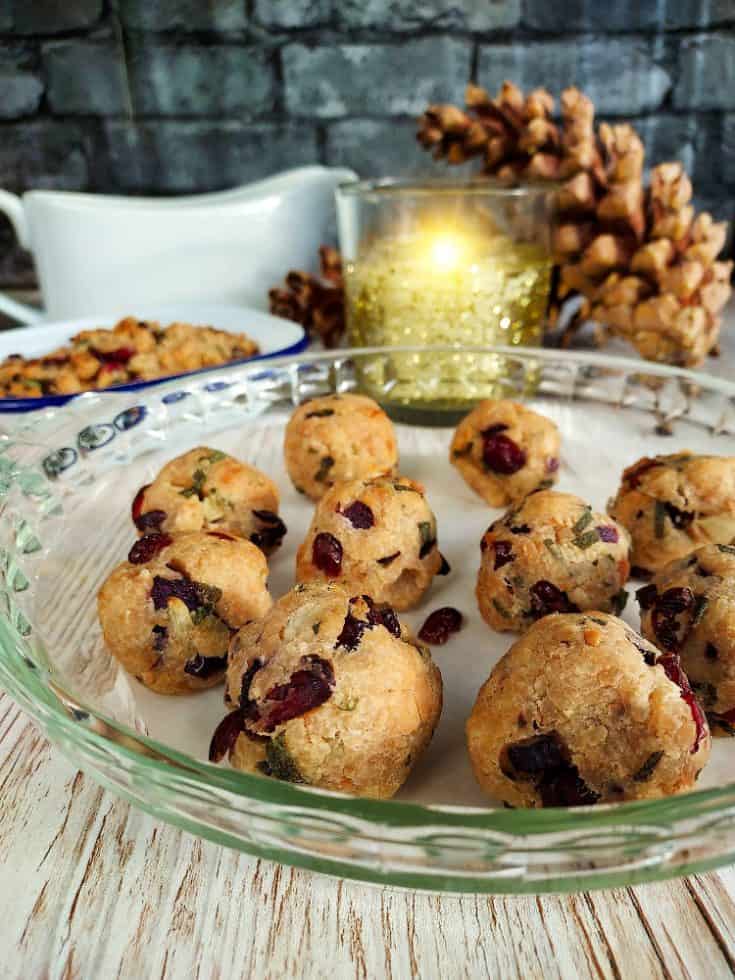 Gluten Free Cranberry Stuffing made into balls