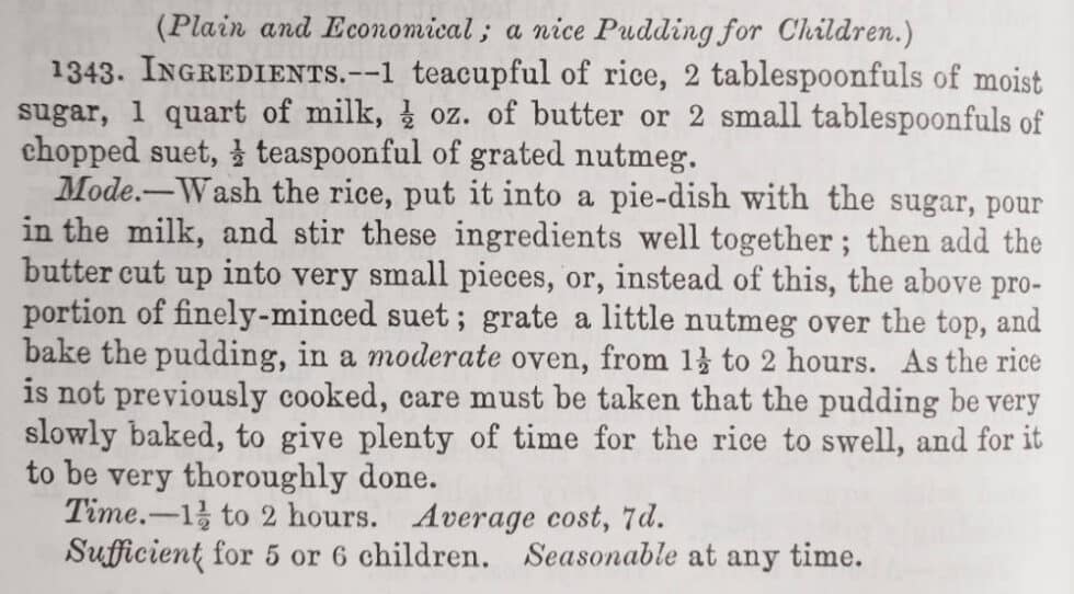 Mrs Beetons Rice Pudding