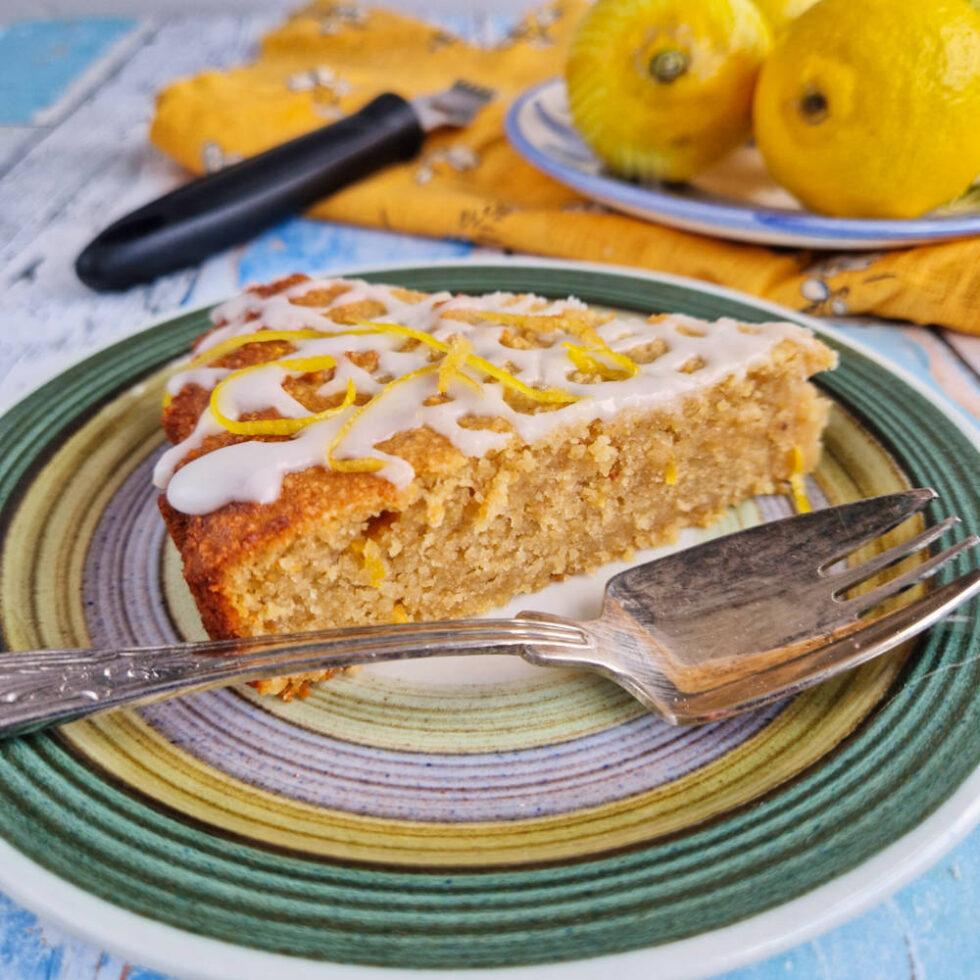 Gluten Free Lemon Frangipane - slice of gluten free and vegan frangipane.