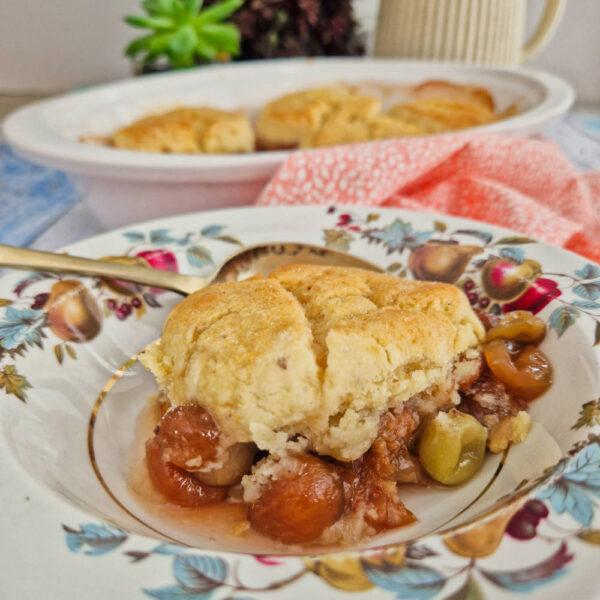 Gluten Free Gooseberry Cobbler also made vegan by Glutarama