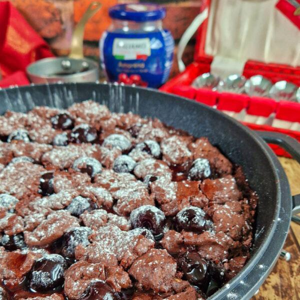Gluten Free Double Chocolate Cherry Skillet Cookie made dairy and egg free